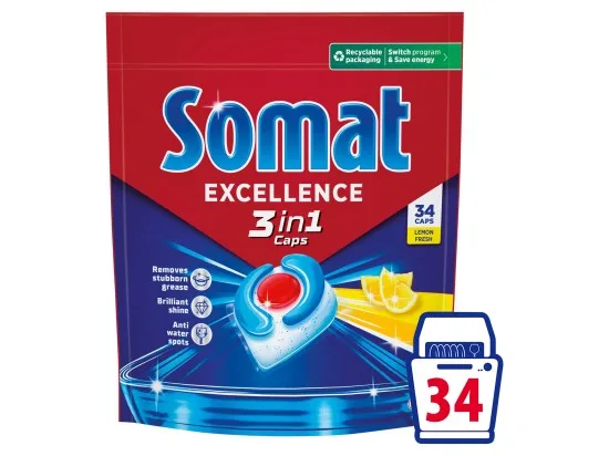 Somat Excellence 3in1 Lemon Fresh kapsle do myčky nádobí 34 ks