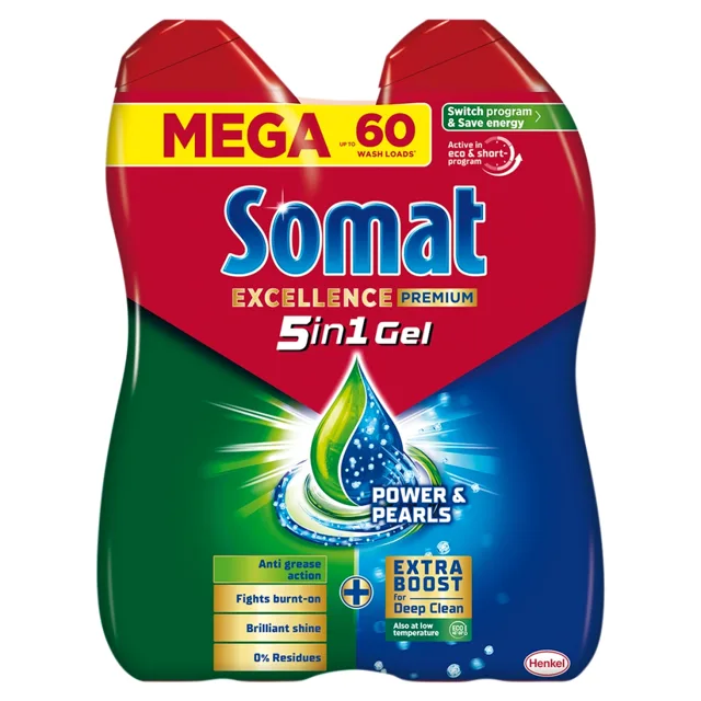 Somat Excellence 5in1 Anti-Grease duo gel do myčky 2x540 ml 60 dávek