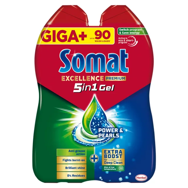Somat Excellence 5in1 Anti-Grease duo gel do myčky 2x810 ml 90 dávek