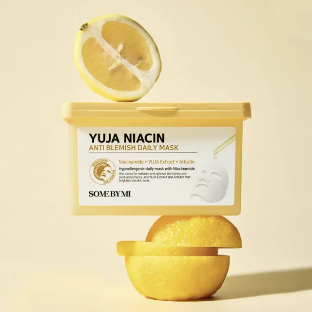 SOME BY MI - Yuja Niacin Anti Blemish Daily Mask - Rozjasňující denní maska proti skvrnám s yuzu - 24 ks