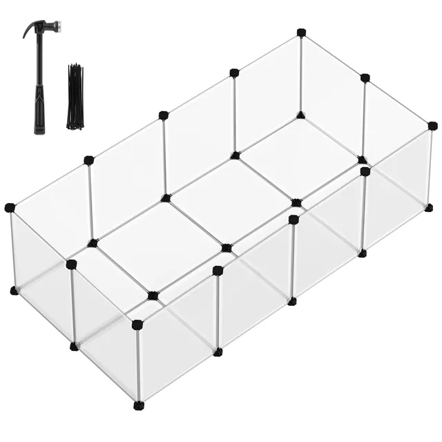 Songmics modulární klec z plastu, bílá - D 143 x Š 73 x V 46 cm