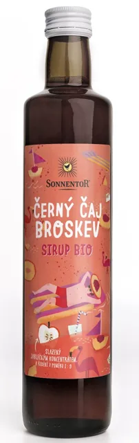 Sonnentor Černý čaj broskev sirup, BIO, 500 ml