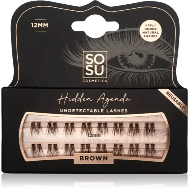 SOSU Cosmetics Hidden Agenda Undetectable Lashes trsové nalepovací řasy bez uzlíku 12 mm Brown 16 ks