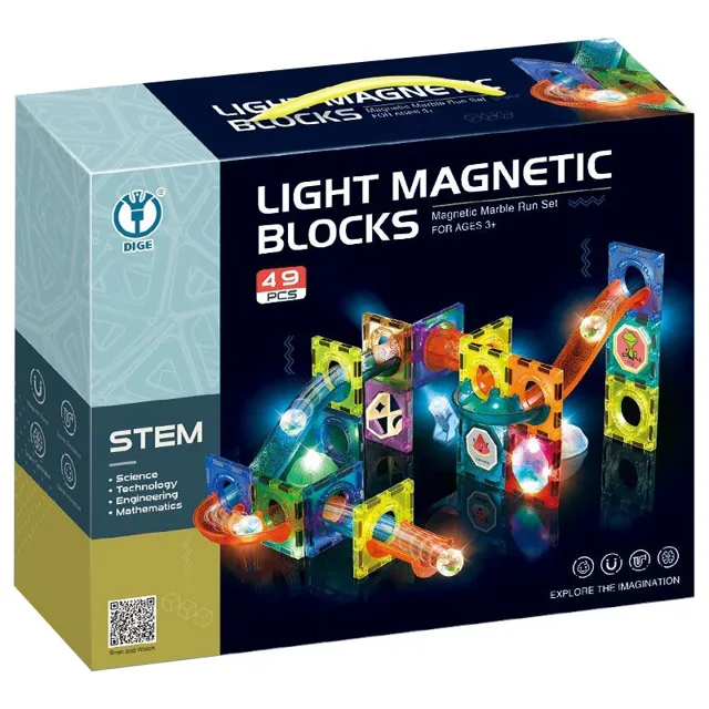 Sparkys Kuličková dráha - magnetická, svítící stavebnice (49 ks)