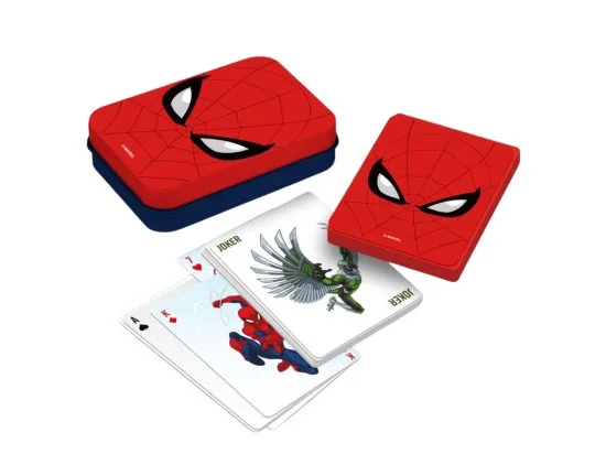 Spiderman hrací karty v plechovém boxu 54 karet