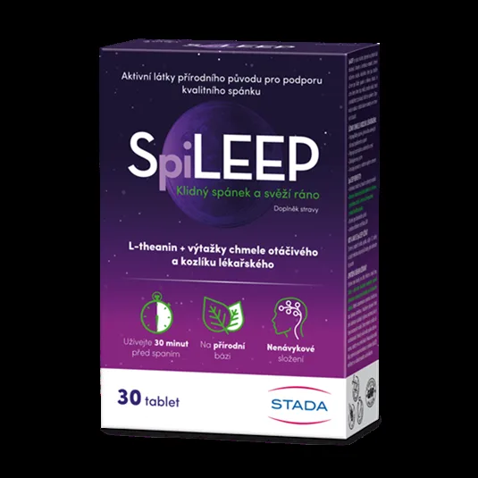 SpiLEEP, podpora spánku, L-theanin, chmel a kozlík 30 tablet