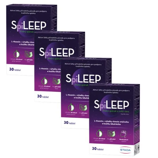 SpiLEEP, podpora spánku, L-theanin, chmel a kozlík - zásoba až na 4 měsíce 120 tablet