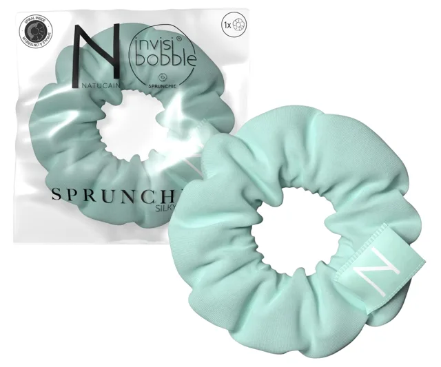 Spirálová bambusová gumička do vlasů Invisibobble Sprunchie x Natucain - mátová + dárek zdarma