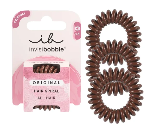 Spirálová gumička do vlasů Invisibobble Original Pretzel Brown - 3 ks + dárek zdarma