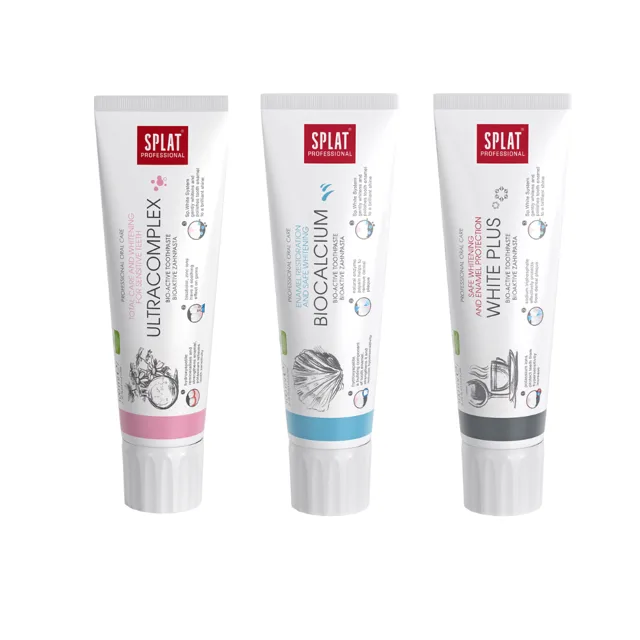 SPLAT Trio sada Professional Ultracomplex, Biocalcium, White Plus zubní pasty 3x100 ml