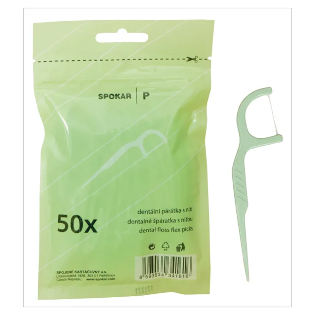 SPOKAR Dentální párátka s nití 50 kusů