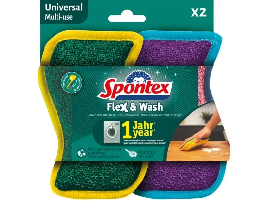 Spontex Flex & Wash 2v1 drátěnka a houbička 2 ks