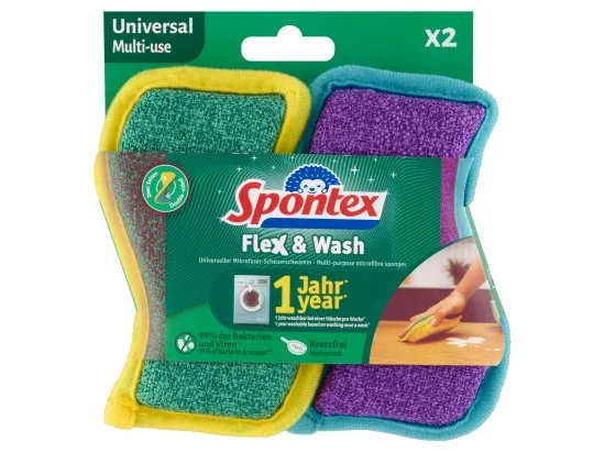 Spontex Flex & Wash univerzální víceúčelová houbička 2 ks