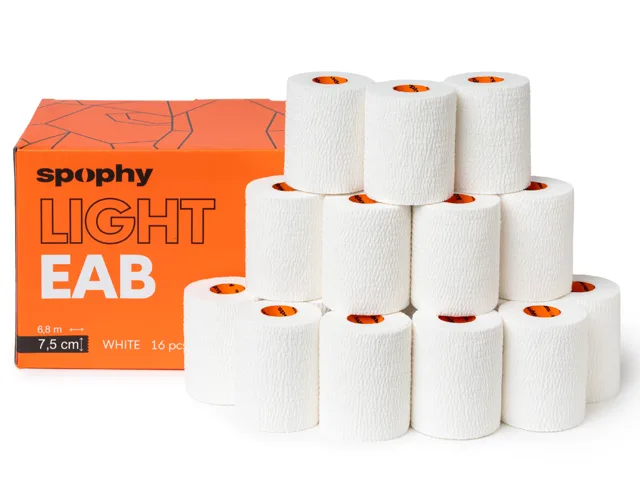 Spophy Light EAB Tape, elastická adhezivní bandáž bílá, 7,5 cm x 6,8 m, 16 ks