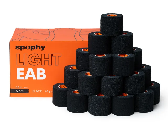 Spophy Light EAB Tape, elastická adhezivní bandáž černá, 5 cm x 6,8 m, 24 ks