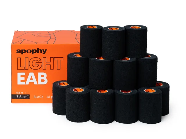 Spophy Light EAB Tape, elastická adhezivní bandáž černá, 7,5 cm x 6,8 m, 16 ks