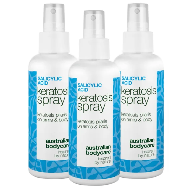 Sprej na keratosis pilaris a hrubou pokožku s pupínky — Keratosis pilaris sprej zmírňuje hrbolky a drsnou kůži. Obsahuje kyselina salicylová pro jemné čištění a vyhlazení.