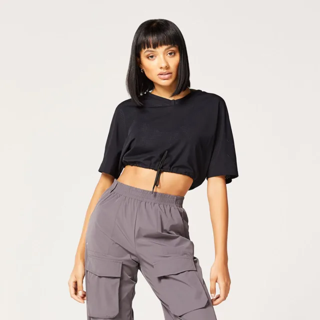 SQUATWOLF Dámské tričko Code Crop V Neck Black