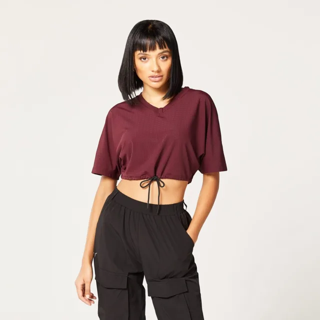 SQUATWOLF Dámské tričko Code Crop V Neck Red