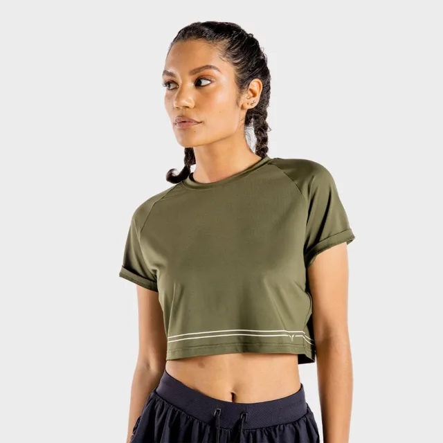 SQUATWOLF Dámské tričko Flux CropTop Khaki