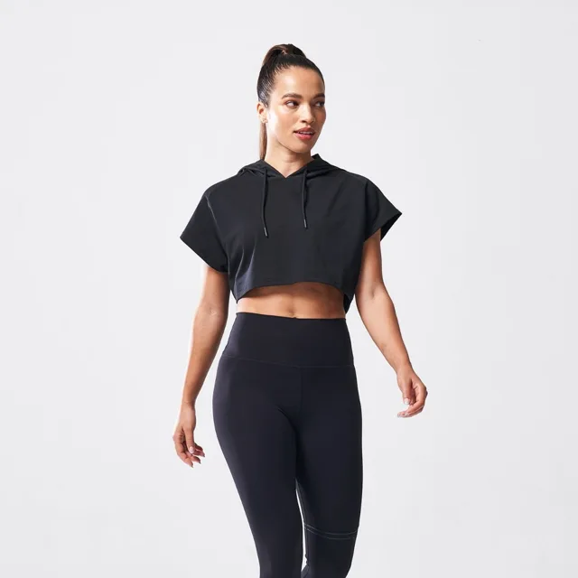SQUATWOLF Dámské tričko Vented Crop Hoodie Black