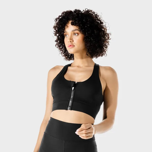 SQUATWOLF Sportovní podprsenka Zip Up Black