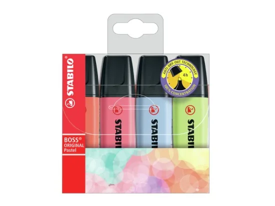 STABILO BOSS ORIGINAL Pastel zvýrazňovač 4 ks