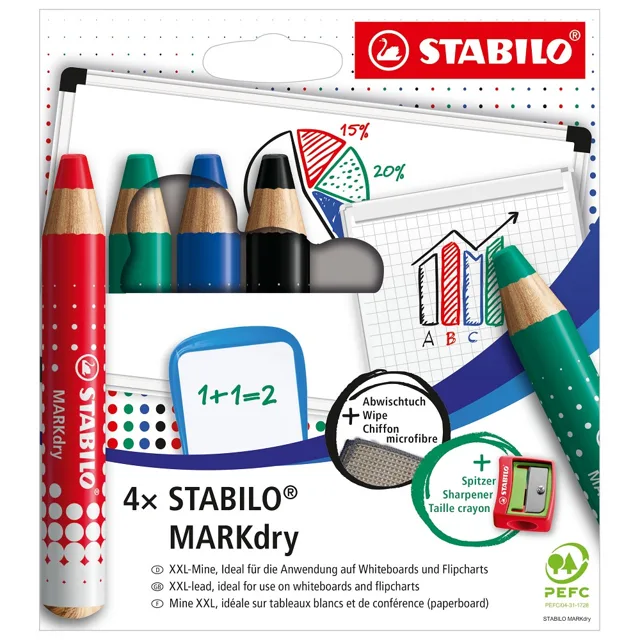 STABILO Suchý popisovač na tabuli a flipchart - MARKdry - 648/4-5 - 4 ks sada