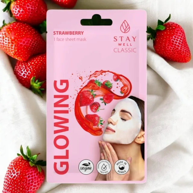 STAY Well - Classic Sheet Mask Strawberry Glowing - Rozjasňující maska s extraktem z jahody - 22 ml