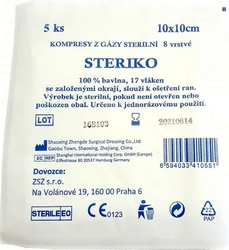 Steriko Gáza kompr. ster. 10 x 10cm/5 ks 8 vrstev