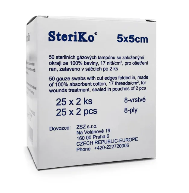 Steriko gáza kompresní sterilní 5 x 5/25 x 2 8vrs.