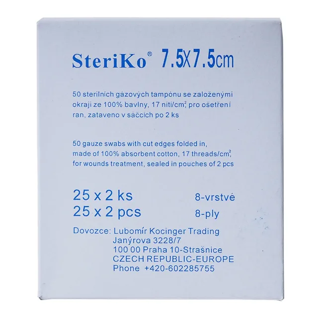 STERIKO Gáza kompresní sterilní 7,5 x 7,5 cm 25 kusů