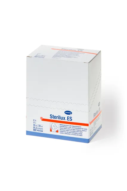 Sterilux ES sterilní, 17 vláken, 8 vrstev, 7,5 x 7,5cm bal. 25 x 2 ks