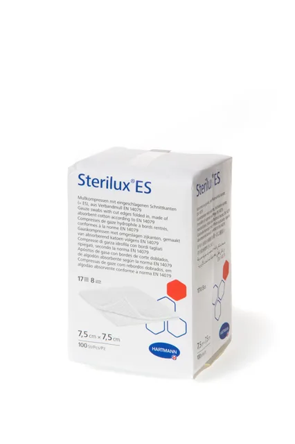 Sterilux gáza komprese nesterilní 13vl/8vr 7,5 x 7,5 cm 100 ks