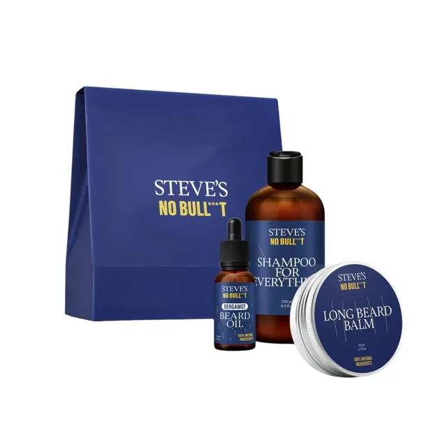 Steve´s All Beard Everything Box Steve's šampon na vlasy a vousy 250 ml + Steve's olej na vousy 30 ml + Steve's balzám na vousy 50 ml dárková sada