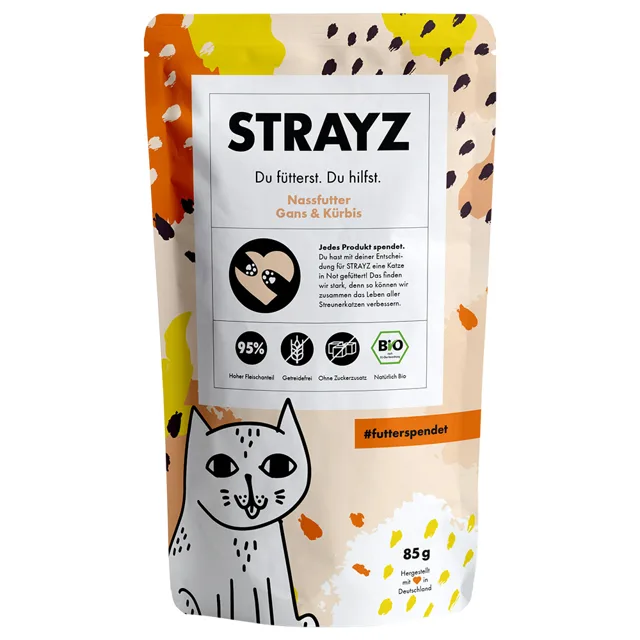 STRAYZ BIO Pouch 6 x 85 g - Organická husa a organická dýně