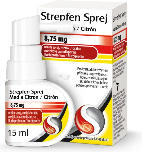 STREPFEN Sprej Med a Citron 8,75 mg orální sprej, roztok 15 ml