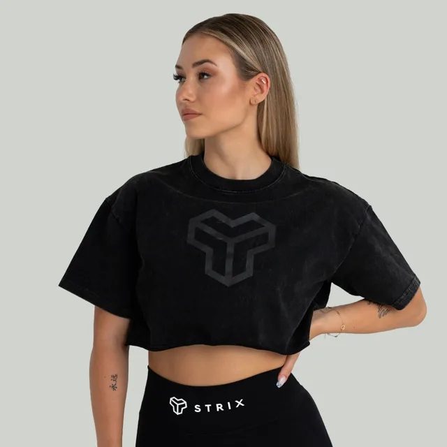 STRIX Dámské tričko CropTop Washed Black