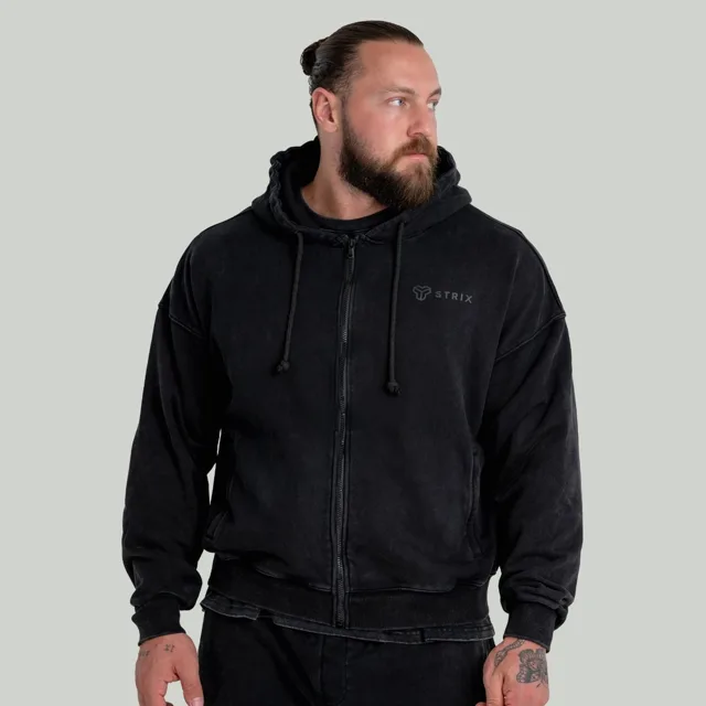 STRIX Mikina Zip Washed Black