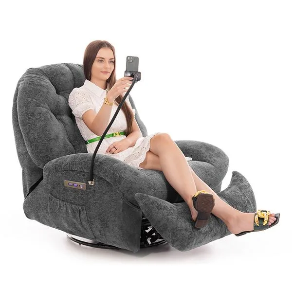 Stylové relaxační polohovací křeslo TRENDY s funkcí masáže a výhřevu, antracitové