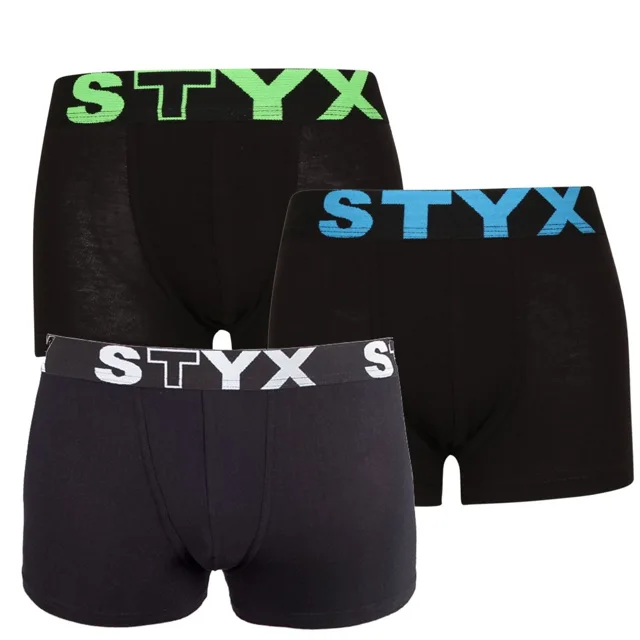 Styx 3PACK dětské boxerky sportovní guma černé (3GJ96012) 6-8 let