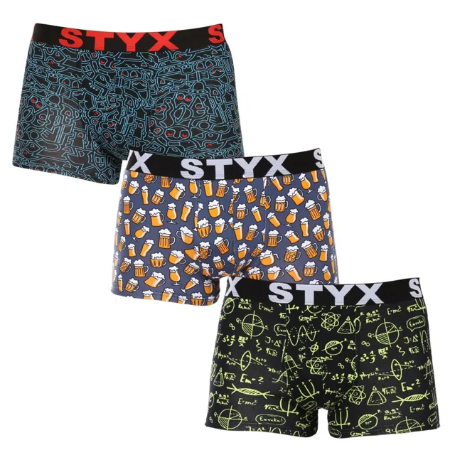 Styx 3PACK pánské boxerky art sportovní guma vícebarevné (3G12672/2) L