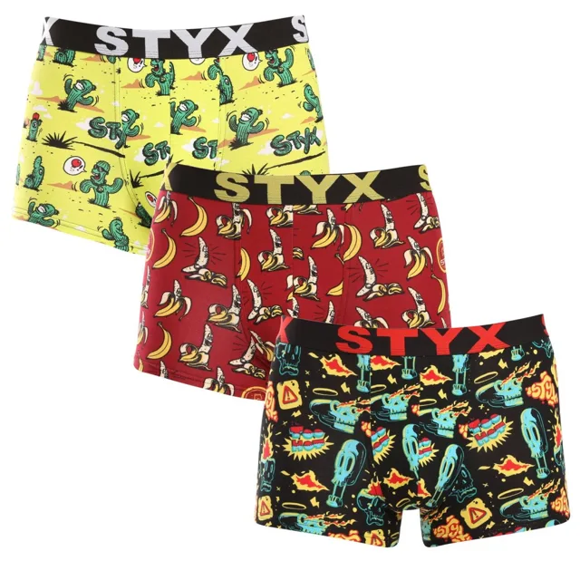 Styx 3PACK pánské boxerky art sportovní guma vícebarevné (3G13198) M