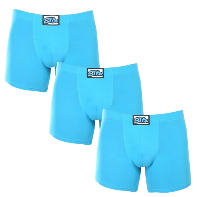 Styx 3PACK pánské boxerky long klasická guma světle modré (3F1169) M