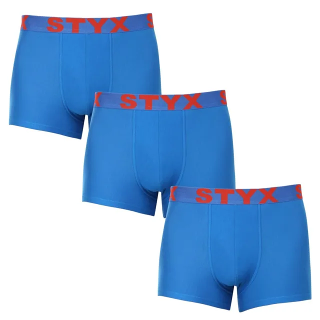 Styx 3PACK pánské boxerky sportovní guma modré (3G1167) XXL