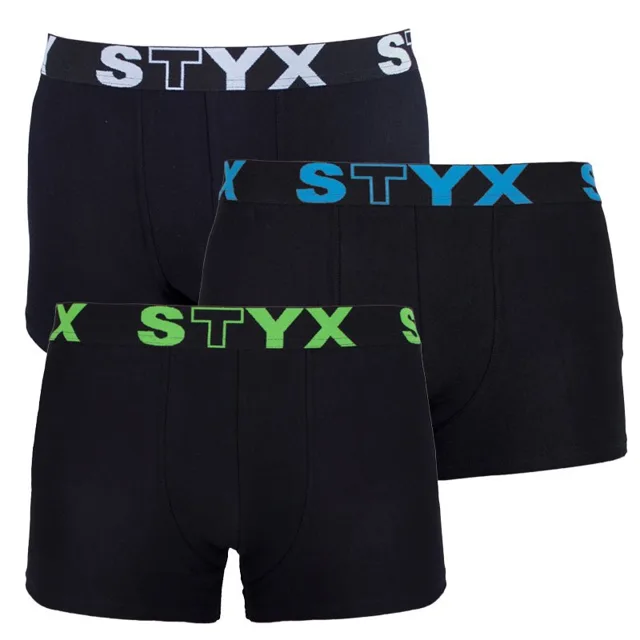 Styx 3PACK pánské boxerky sportovní guma nadrozměr vícebarevné (R9606162) 3XL