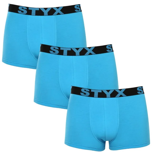Styx 3PACK pánské boxerky sportovní guma světle modré (3G1169) L