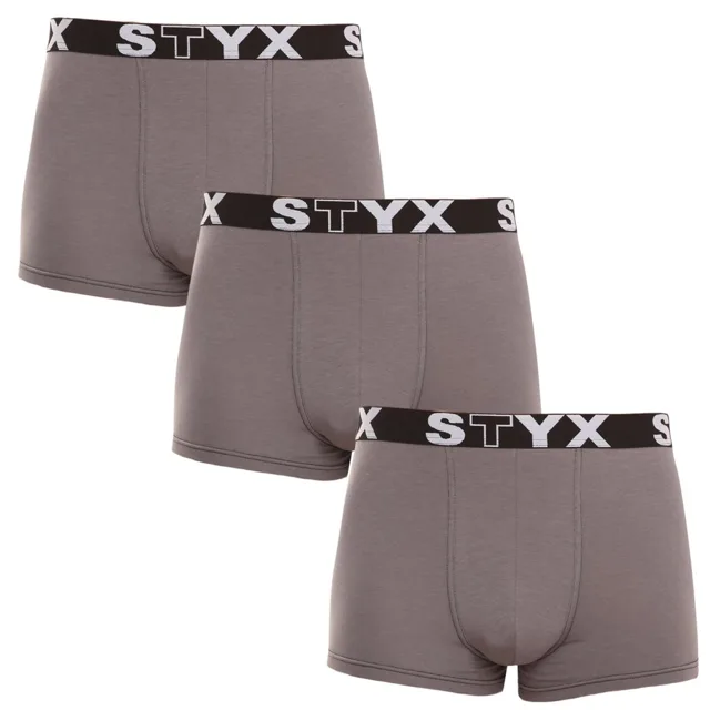 Styx 3PACK pánské boxerky sportovní guma tmavě šedé (3G1063) M