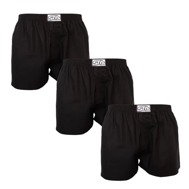 Styx 3PACK pánské trenky klasická guma černé (3A0960) S