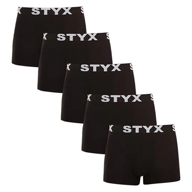 Styx 5PACK pánské boxerky sportovní guma nadrozměr černé (5R960) 5XL